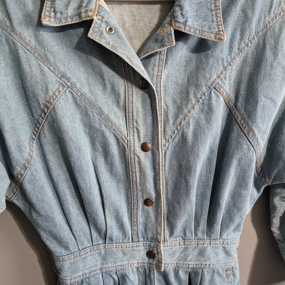 Impromptu vintage women's blue jean midi western longsleeve dress size 10 - Picture 2 of 16